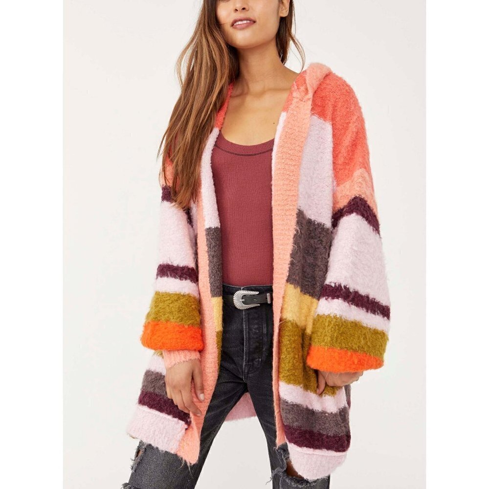 Free People Dream Team Cardi / Desert Coral Sweater Cardigan EUC Small